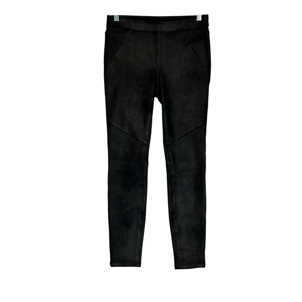 Free People Black Faux Suede Leather Moto Leggings Skinny Pants Size 4